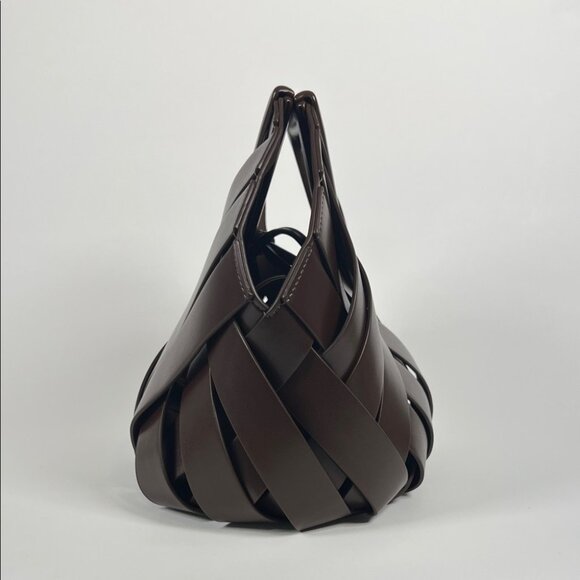 Out of Stock - Verano Hill Natalie Handbag – Brown Woven Vegan Leather - Picture 4 of 5